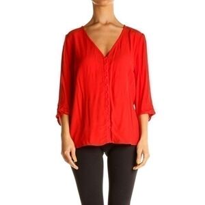 Boden Women’s Top Blouse Red Button Down 3/4 Sleeve Size 8